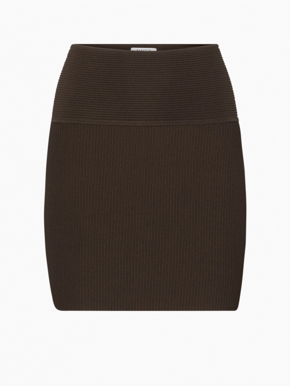 Babaton aritzia Ribbed Knit Mini Skirt in Dark Brown